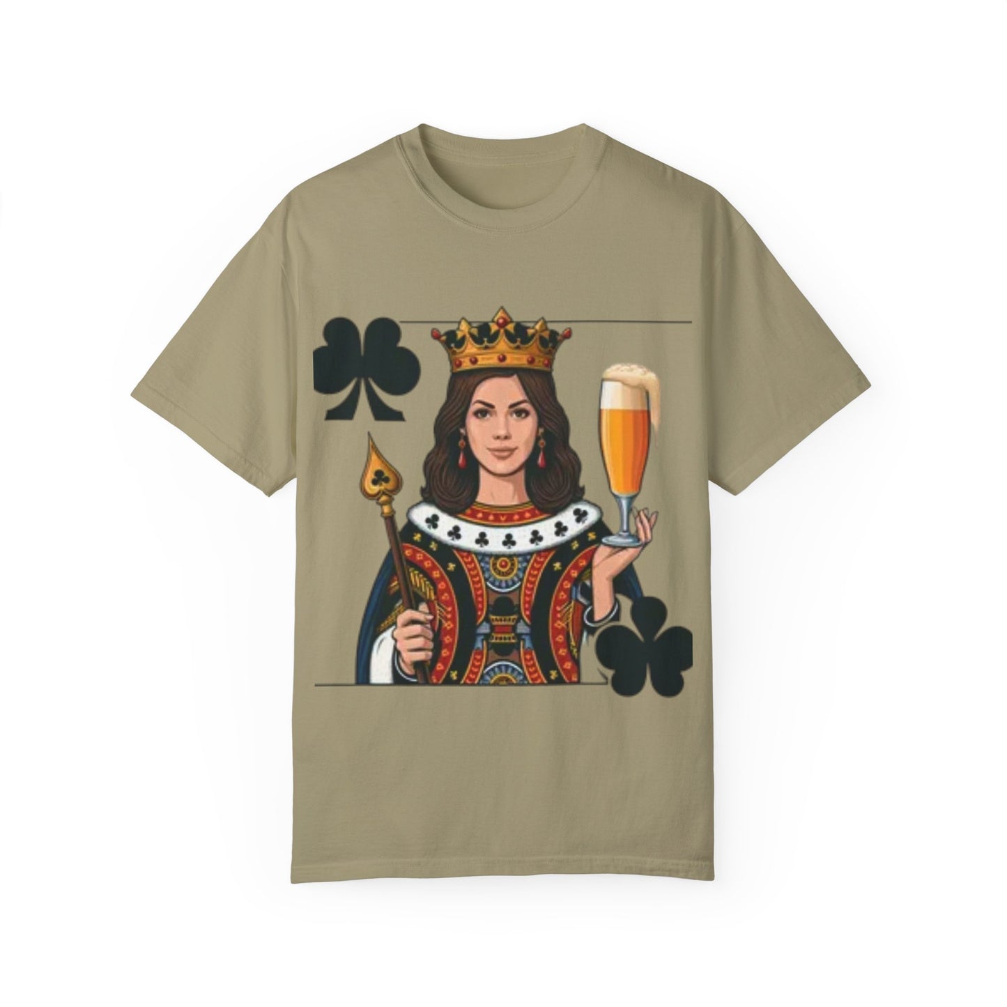 Queen of Hearts T-shirt, Unisex Garment-Dyed Tee, Cute Beer Lover Shirt, Fun St. Patrick's Day Gift, Playful Brewery Apparel, Vibrant Casual