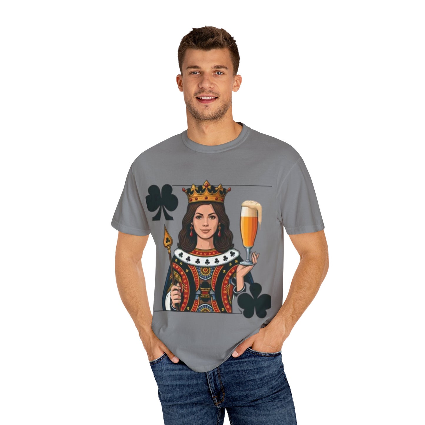 Queen of Hearts T-shirt, Unisex Garment-Dyed Tee, Cute Beer Lover Shirt, Fun St. Patrick's Day Gift, Playful Brewery Apparel, Vibrant Casual