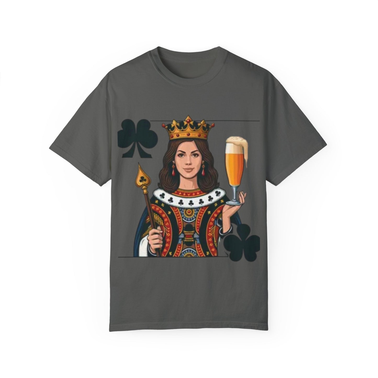 Queen of Hearts T-shirt, Unisex Garment-Dyed Tee, Cute Beer Lover Shirt, Fun St. Patrick's Day Gift, Playful Brewery Apparel, Vibrant Casual