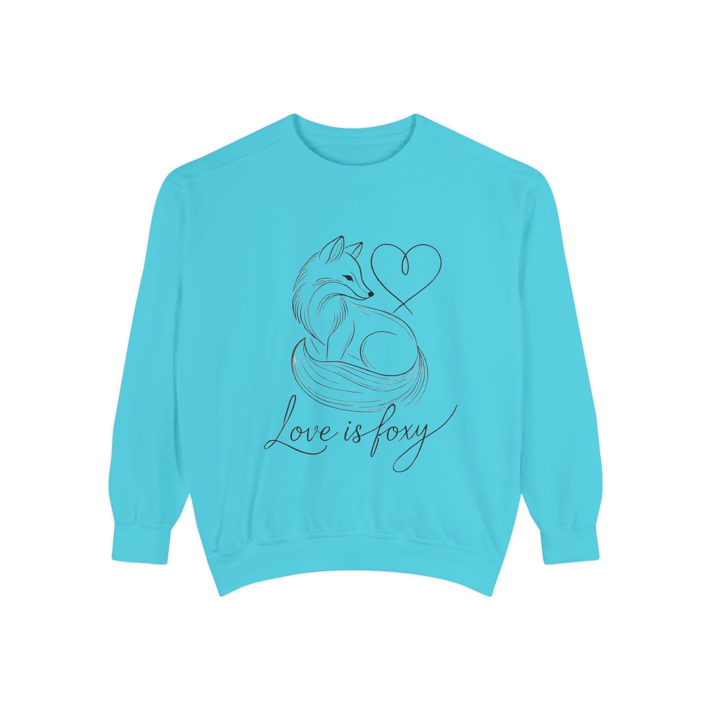 Love is Foxy Sweatshirt, Cute Valentine's Day Jumper, Cozy Romantic Crewneck, Gift for Couples, Heart Print Apparel