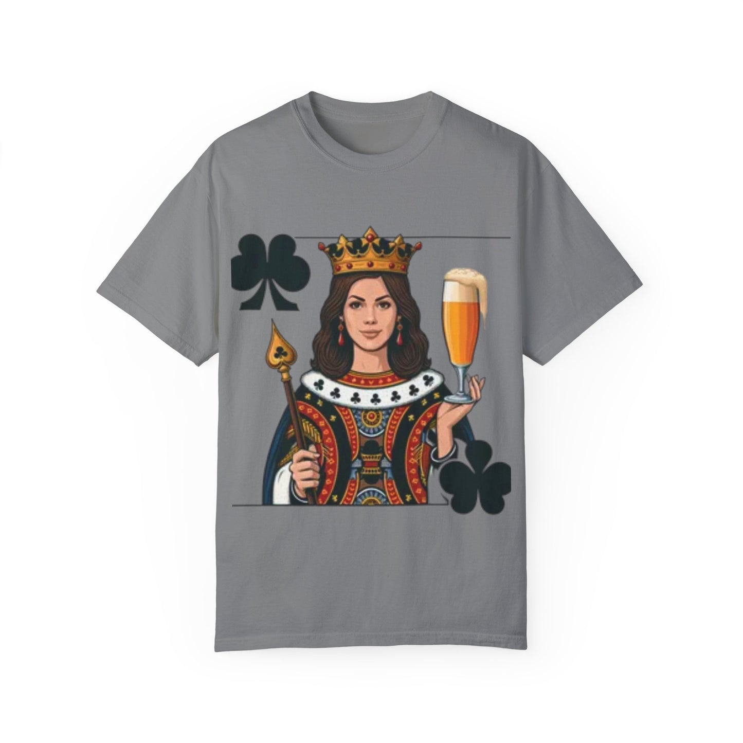 Queen of Hearts T-shirt, Unisex Garment-Dyed Tee, Cute Beer Lover Shirt, Fun St. Patrick's Day Gift, Playful Brewery Apparel, Vibrant Casual