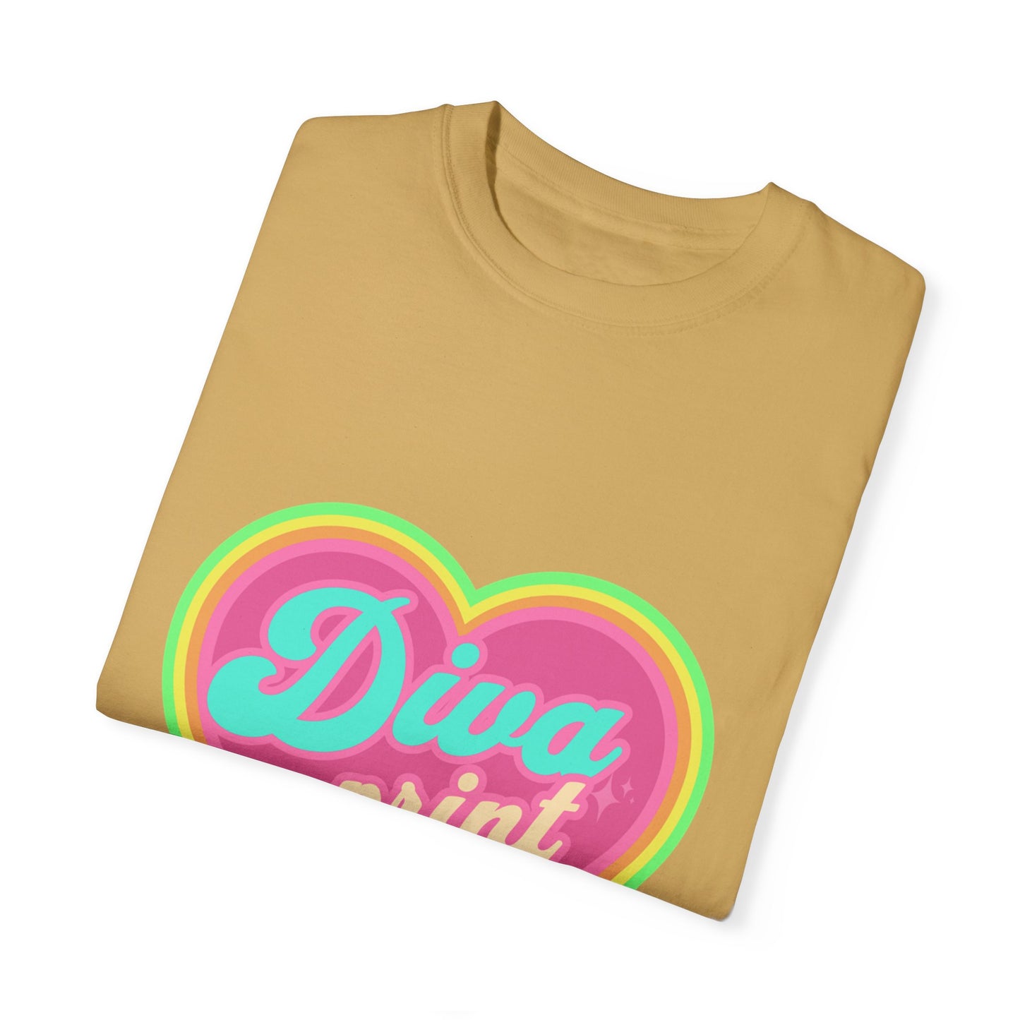 Diva Print Heart T-Shirt, Colorful Graphic Tee, Gift for Women, Trendy Summer Wear, Fashionable Unisex Apparel