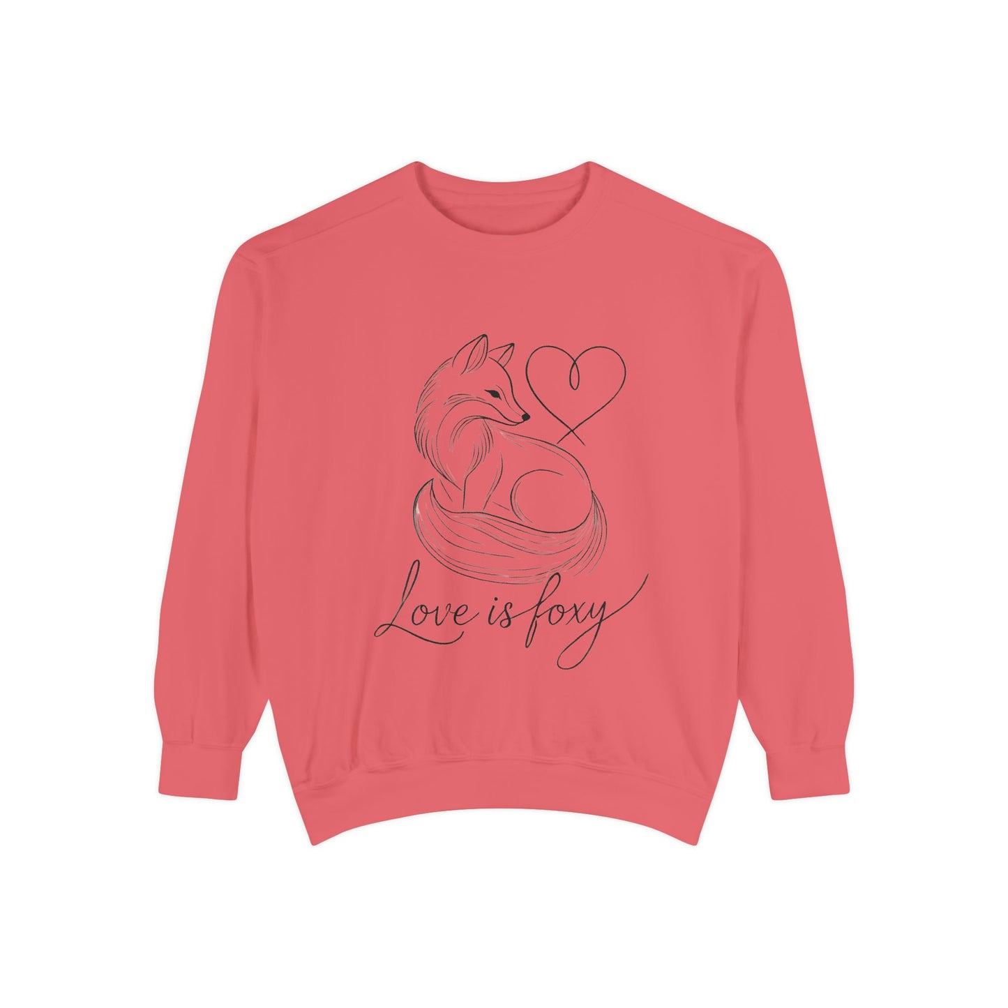 Love is Foxy Sweatshirt, Cute Valentine's Day Jumper, Cozy Romantic Crewneck, Gift for Couples, Heart Print Apparel