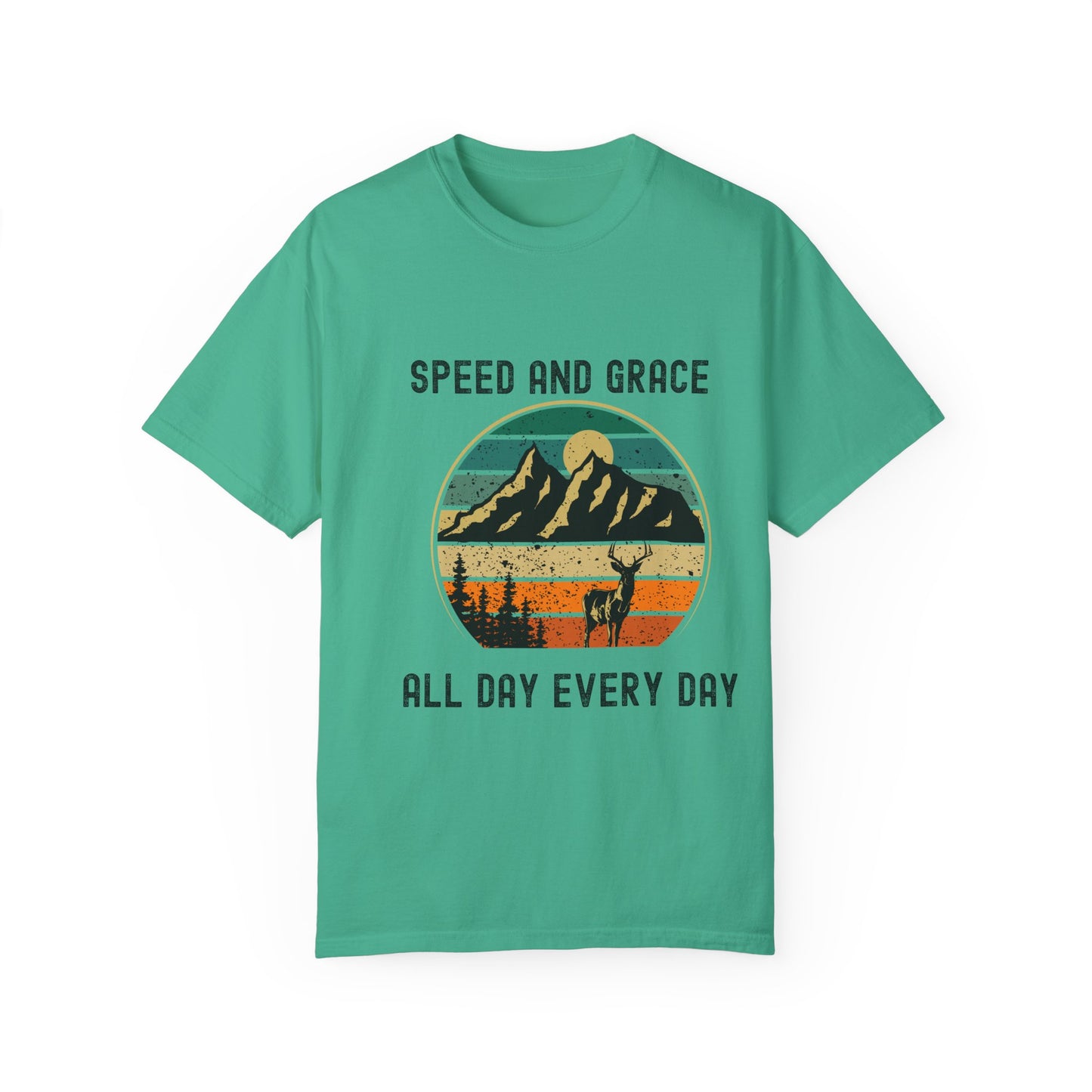 Adventure Vibes Unisex Garment-Dyed T-shirt - Speed and Grace Graphic Tee for Nature Lovers, Casual Wear, Outdoor Activities, Gifts