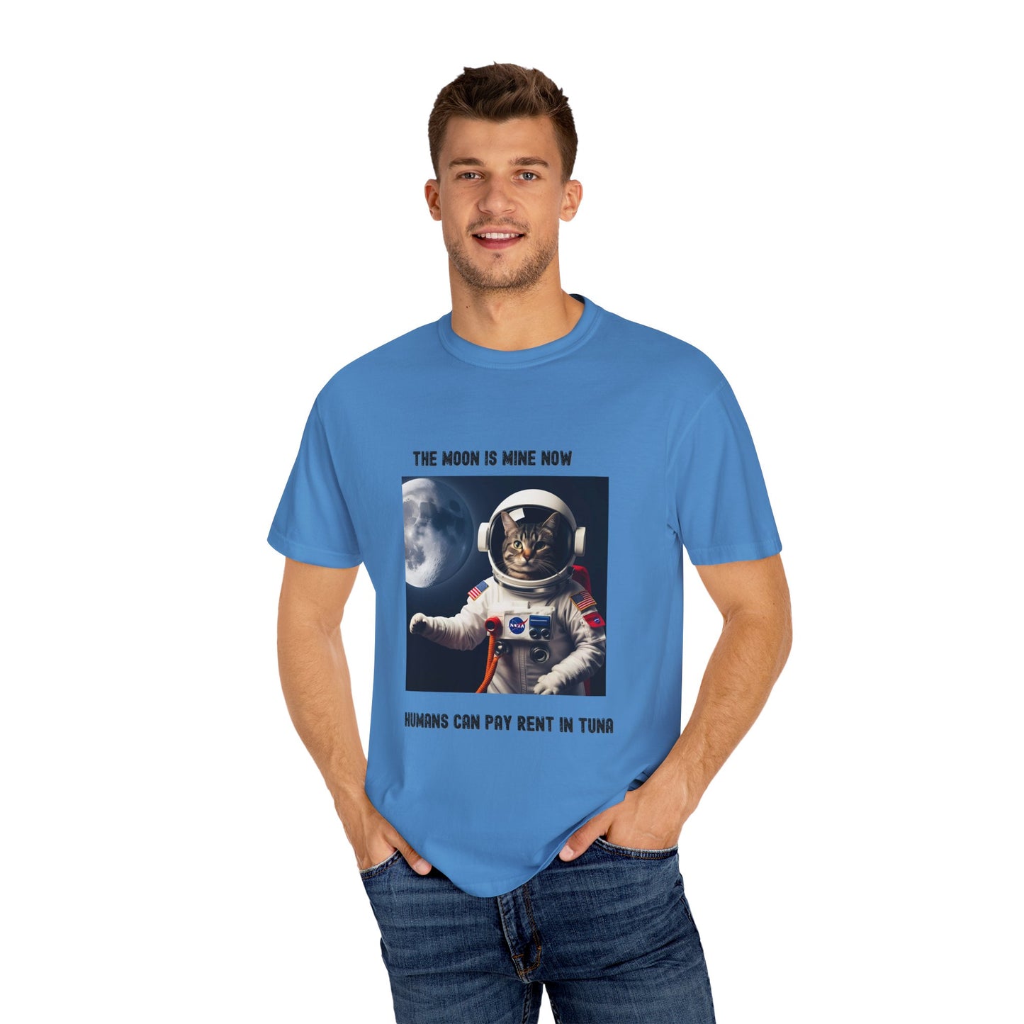 Astronaut Cat T-shirt - The Moon is Mine Now, Funny Cat Tee, Unisex Space Shirt, Gifts for Cat Lovers, Cool Graphic Tee