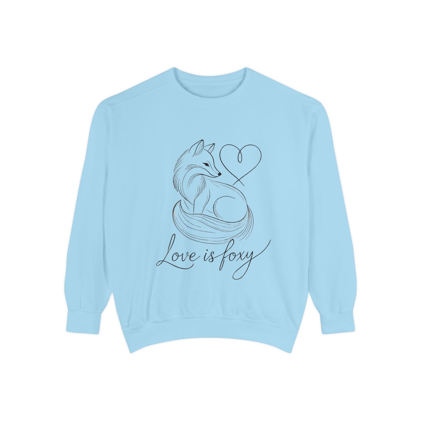 Love is Foxy Sweatshirt, Cute Valentine's Day Jumper, Cozy Romantic Crewneck, Gift for Couples, Heart Print Apparel