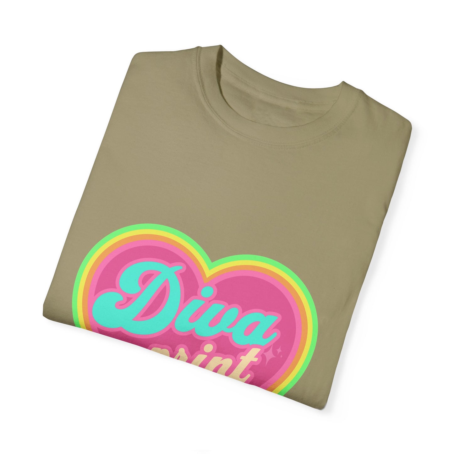 Diva Print Heart T-Shirt, Colorful Graphic Tee, Gift for Women, Trendy Summer Wear, Fashionable Unisex Apparel