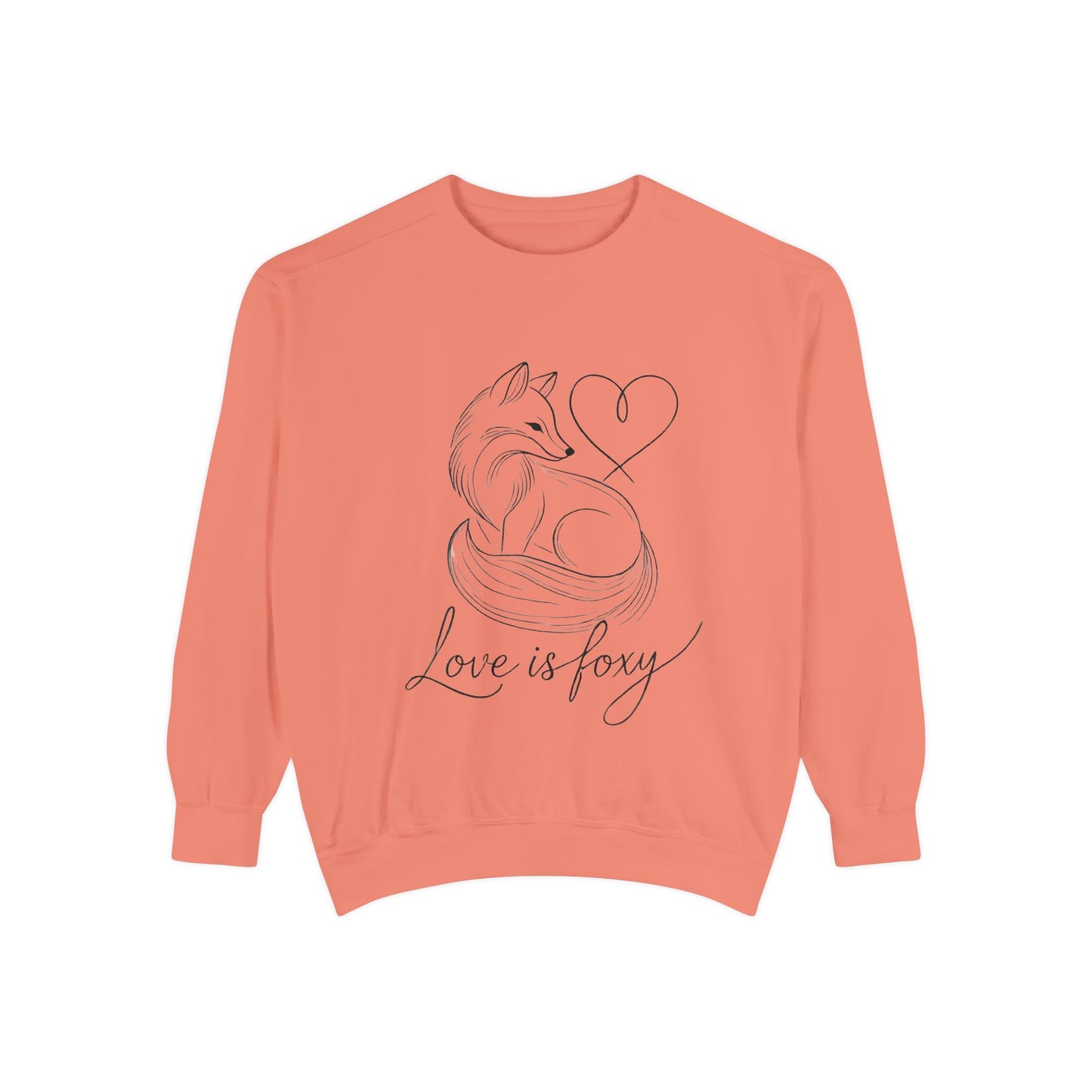 Love is Foxy Sweatshirt, Cute Valentine's Day Jumper, Cozy Romantic Crewneck, Gift for Couples, Heart Print Apparel