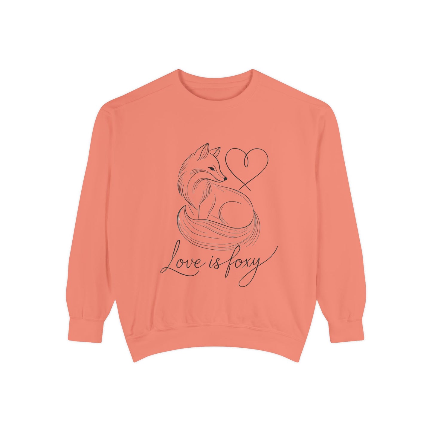 Love is Foxy Sweatshirt, Cute Valentine's Day Jumper, Cozy Romantic Crewneck, Gift for Couples, Heart Print Apparel