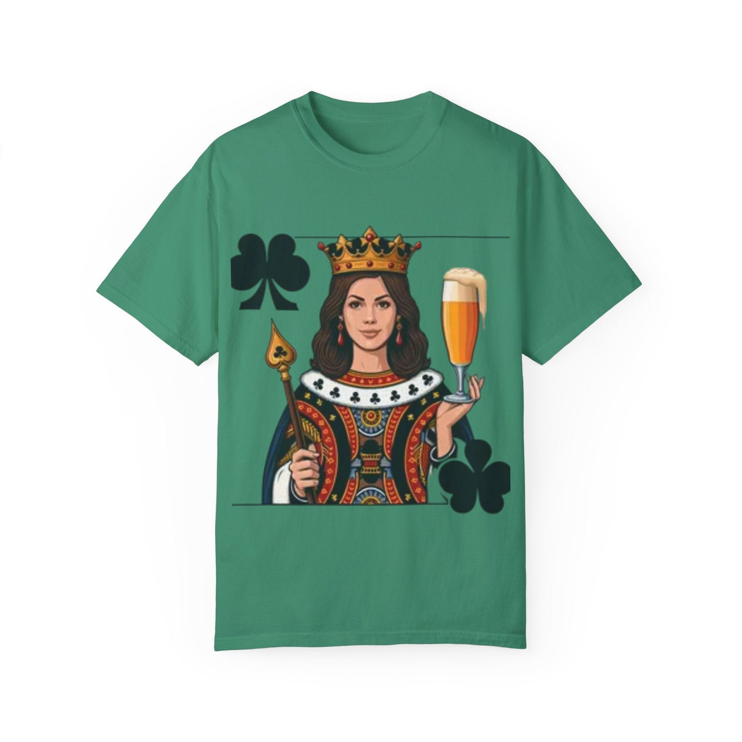 Queen of Hearts T-shirt, Unisex Garment-Dyed Tee, Cute Beer Lover Shirt, Fun St. Patrick's Day Gift, Playful Brewery Apparel, Vibrant Casual