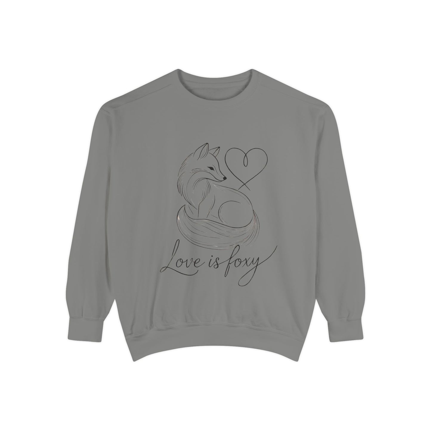 Love is Foxy Sweatshirt, Cute Valentine's Day Jumper, Cozy Romantic Crewneck, Gift for Couples, Heart Print Apparel