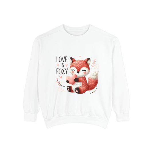 Love is Foxy Sweatshirt, Cute and Cozy Graphic Jumper, Valentines Day Gift, Trendy Unisex Pullover, Anniversary Present, Comfortable Fox