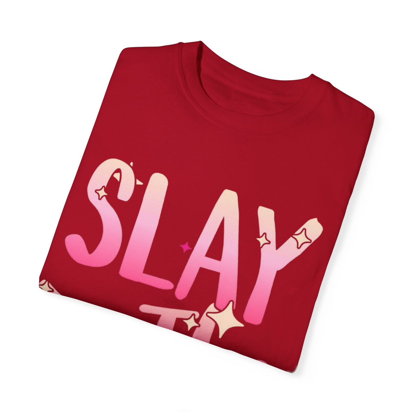 Vibrant Unisex Garment-Dyed T-shirt - "Slay The Lush" Casual Tee, Festival Wear, Summer Vibes, Gift for Friends, Statement Shirt