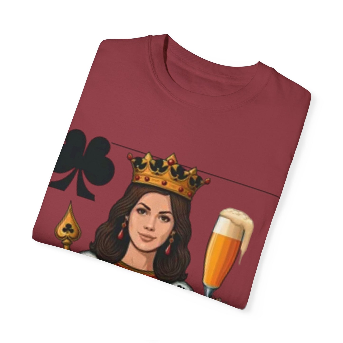 Queen of Hearts T-shirt, Unisex Garment-Dyed Tee, Cute Beer Lover Shirt, Fun St. Patrick's Day Gift, Playful Brewery Apparel, Vibrant Casual