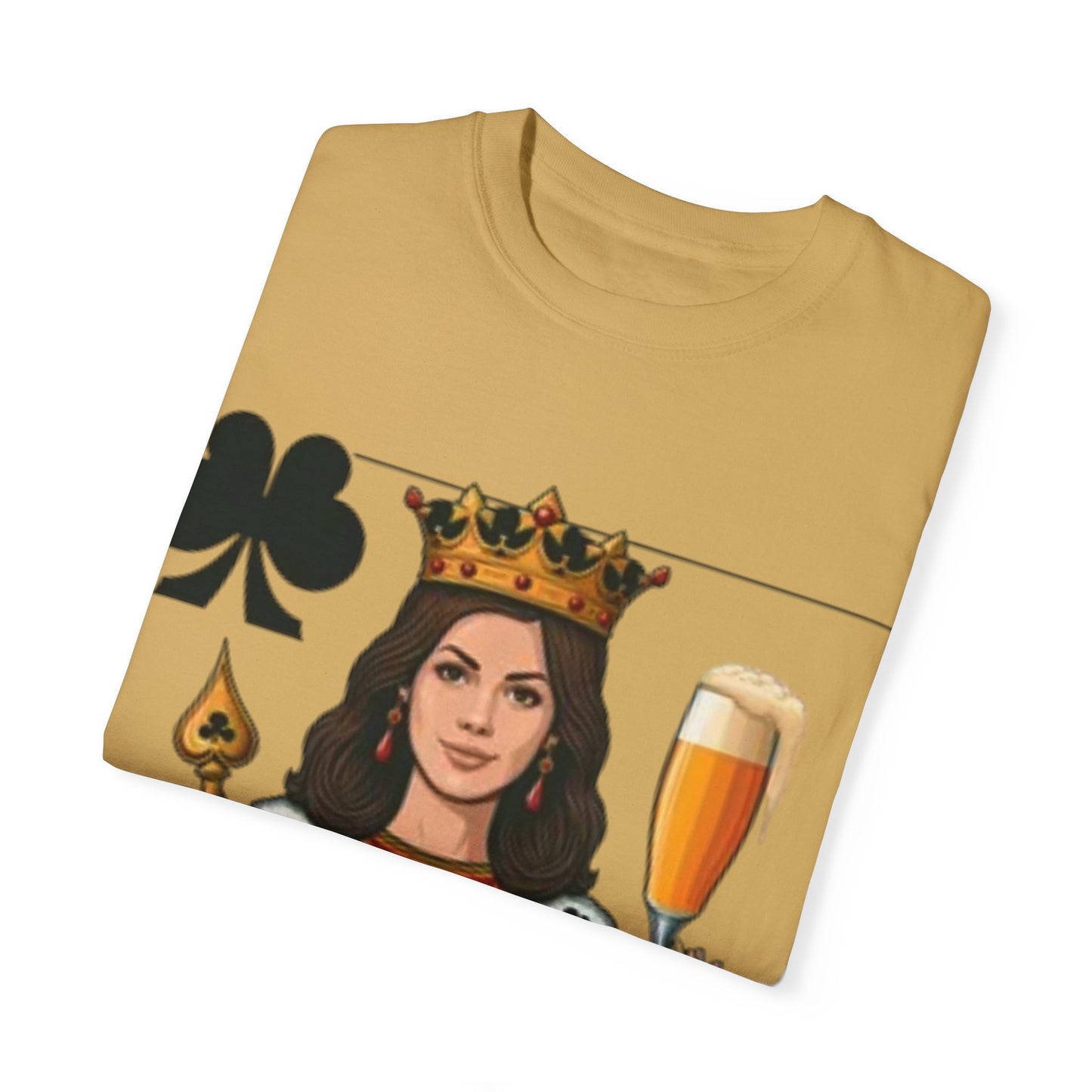 Queen of Hearts T-shirt, Unisex Garment-Dyed Tee, Cute Beer Lover Shirt, Fun St. Patrick's Day Gift, Playful Brewery Apparel, Vibrant Casual