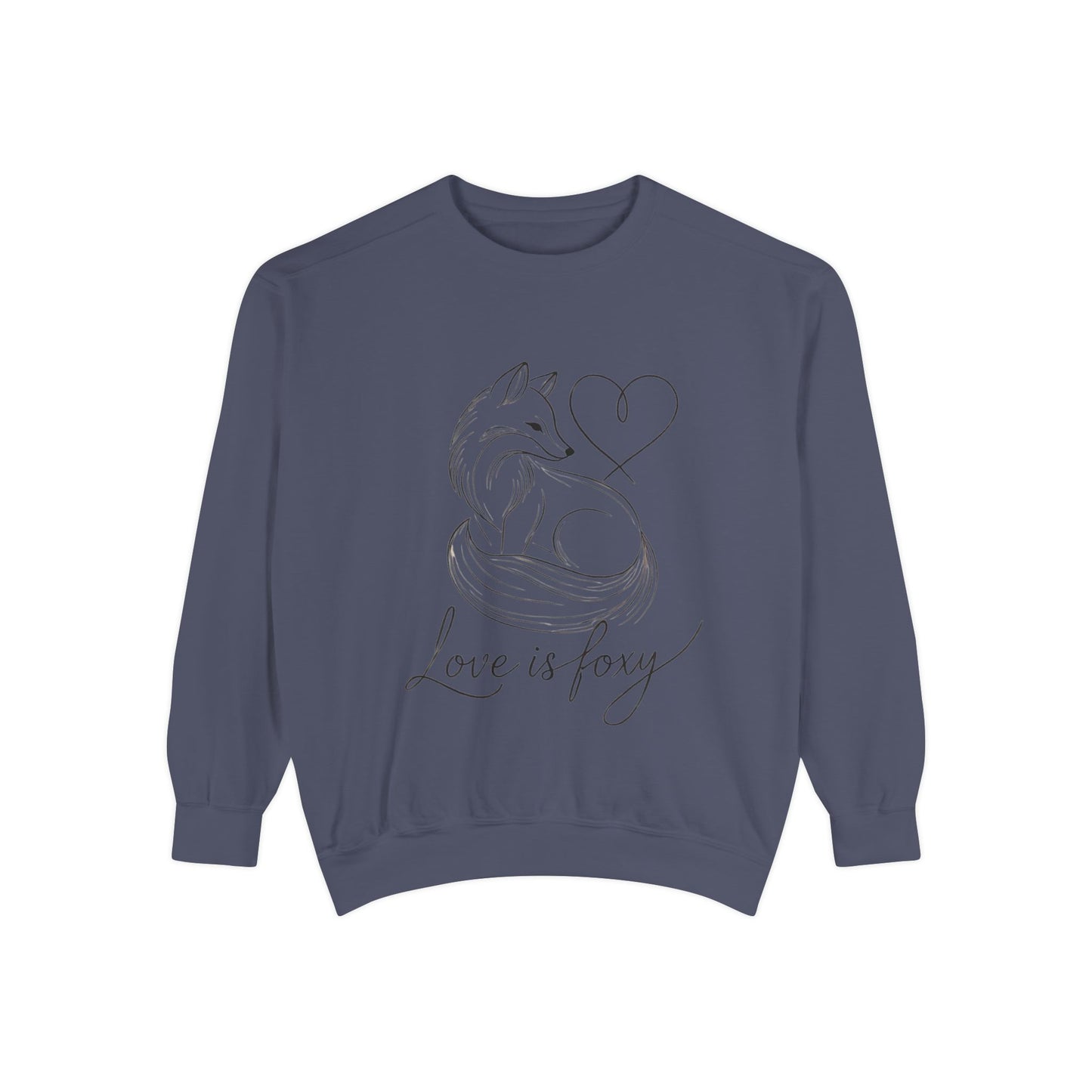 Love is Foxy Sweatshirt, Cute Valentine's Day Jumper, Cozy Romantic Crewneck, Gift for Couples, Heart Print Apparel