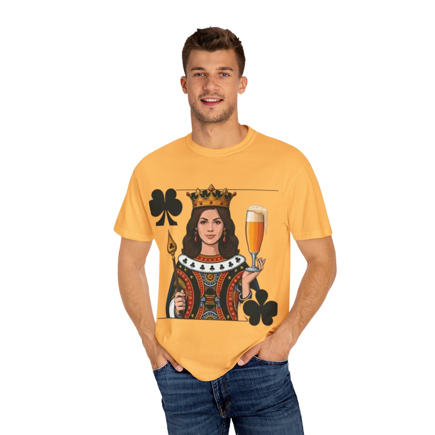 Queen of Hearts T-shirt, Unisex Garment-Dyed Tee, Cute Beer Lover Shirt, Fun St. Patrick's Day Gift, Playful Brewery Apparel, Vibrant Casual