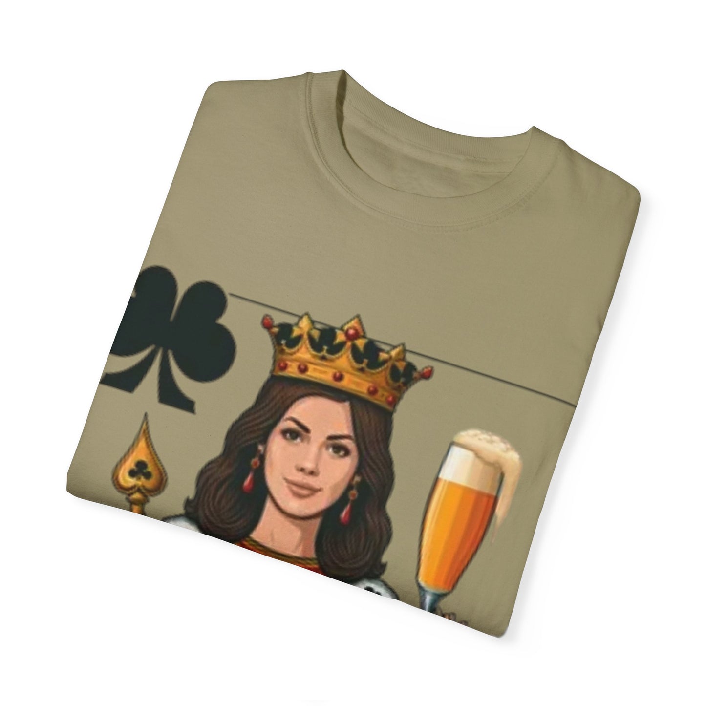 Queen of Hearts T-shirt, Unisex Garment-Dyed Tee, Cute Beer Lover Shirt, Fun St. Patrick's Day Gift, Playful Brewery Apparel, Vibrant Casual