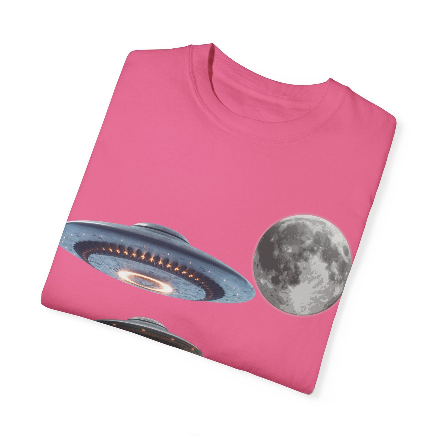 Whimsical Cat & UFO T-Shirt, Fun Unisex Tee for Cat Lovers, Space Enthusiasts, Gift for Birthdays, Halloween, and Pet Parties