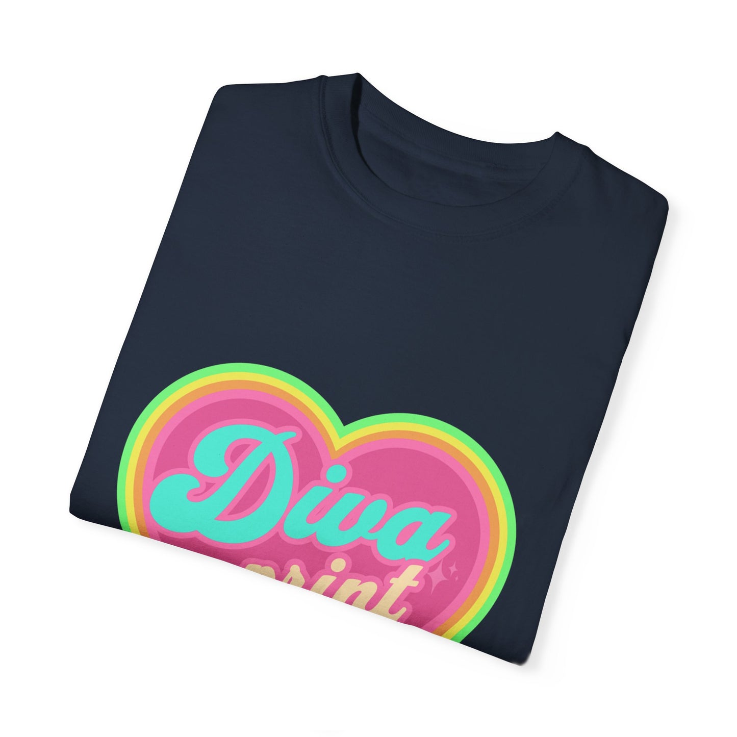 Diva Print Heart T-Shirt, Colorful Graphic Tee, Gift for Women, Trendy Summer Wear, Fashionable Unisex Apparel