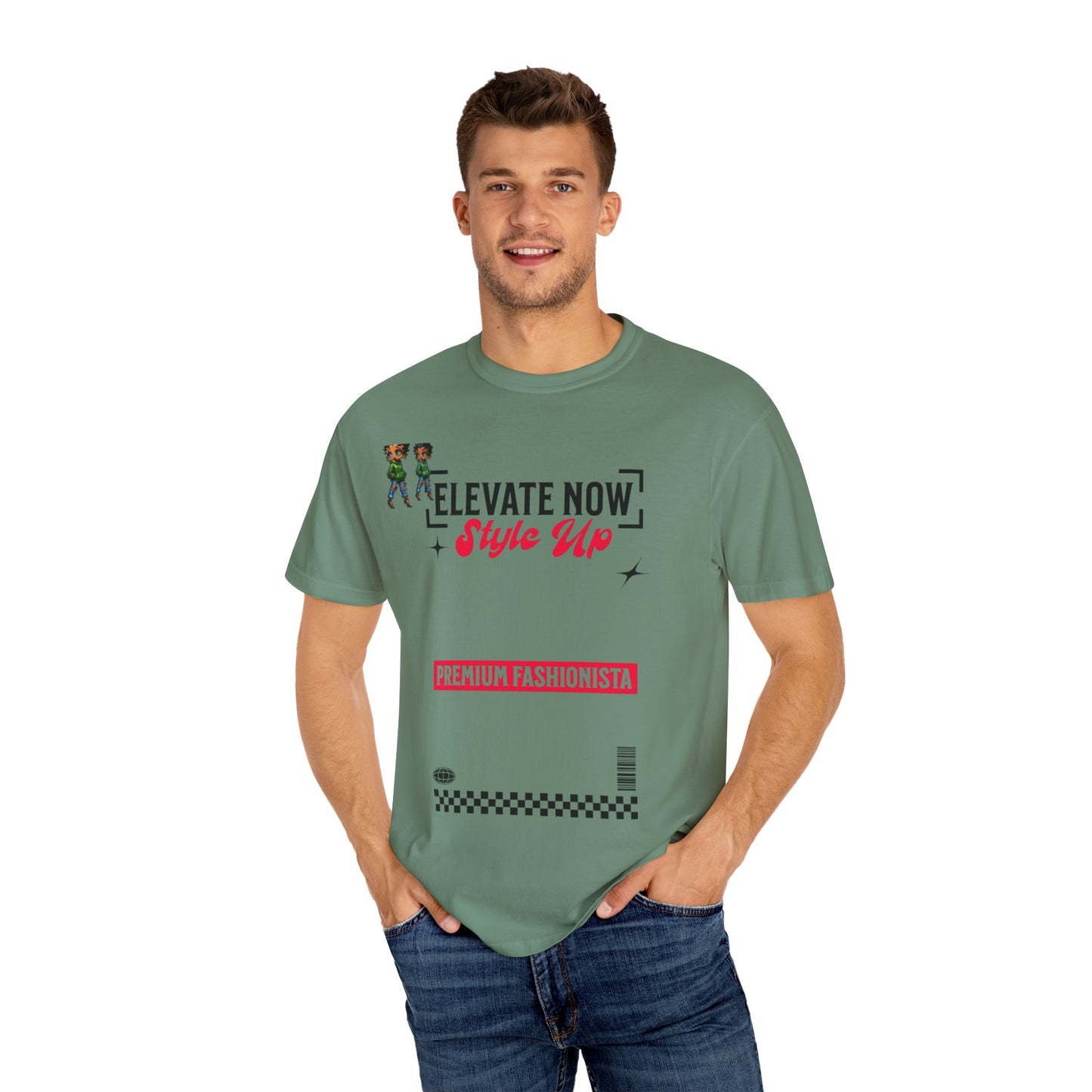 Elevate Now Style Up Unisex Garment-Dyed T-shirt, Casual Wear, Fashion Gift, Trendy Apparel, Unique Graphic Tee