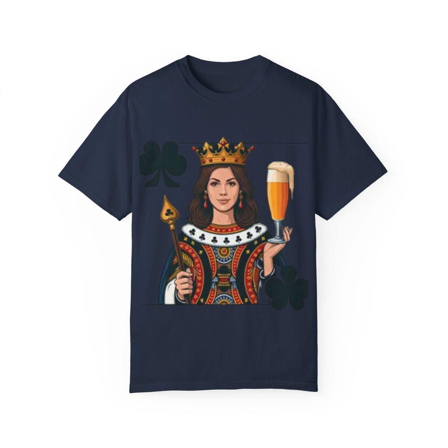 Queen of Hearts T-shirt, Unisex Garment-Dyed Tee, Cute Beer Lover Shirt, Fun St. Patrick's Day Gift, Playful Brewery Apparel, Vibrant Casual