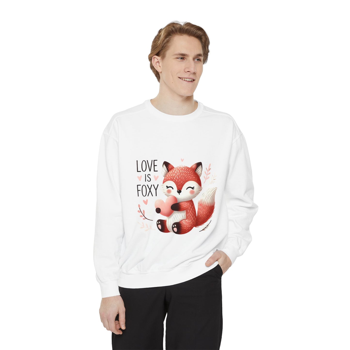 Love is Foxy Sweatshirt, Cute and Cozy Graphic Jumper, Valentines Day Gift, Trendy Unisex Pullover, Anniversary Present, Comfortable Fox