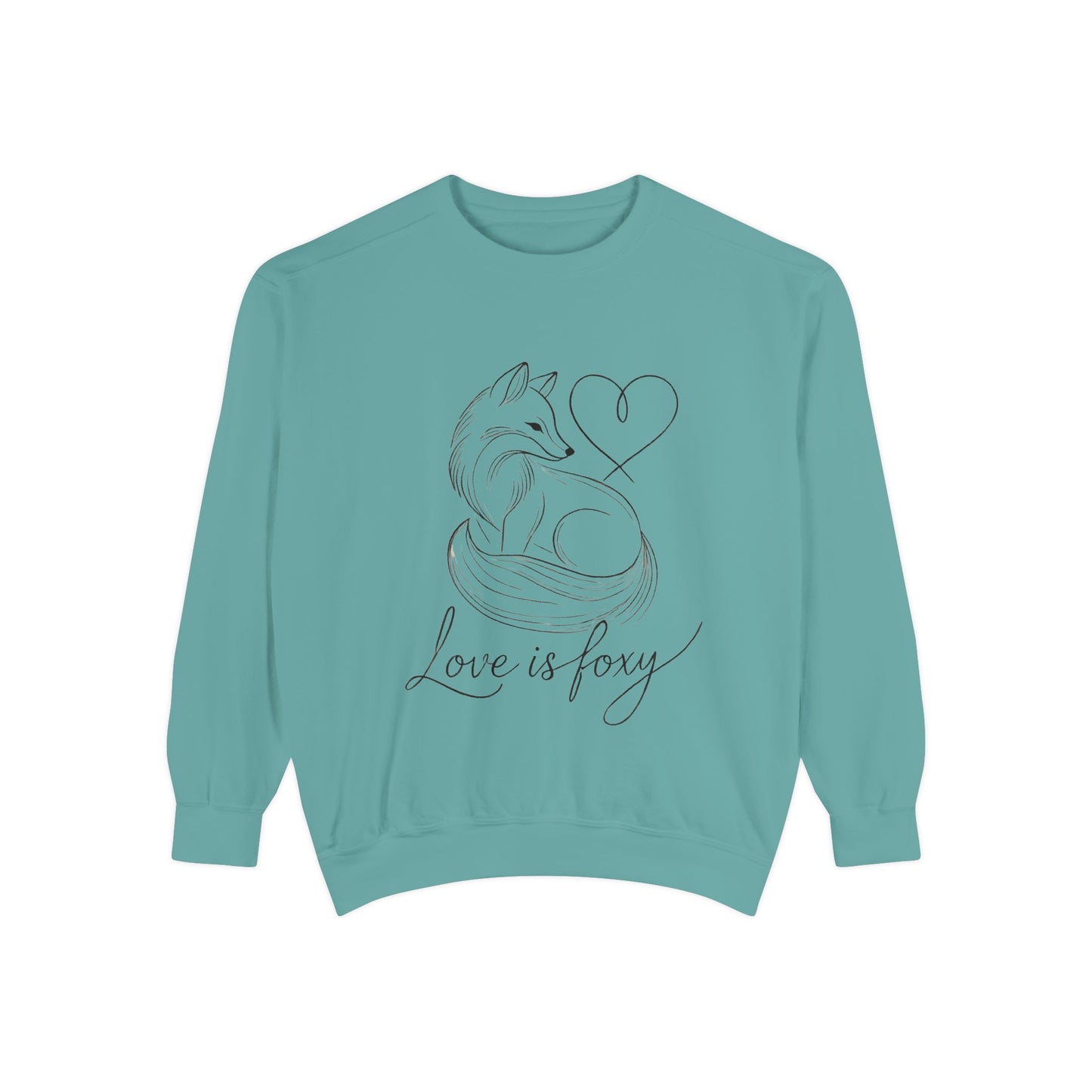 Love is Foxy Sweatshirt, Cute Valentine's Day Jumper, Cozy Romantic Crewneck, Gift for Couples, Heart Print Apparel