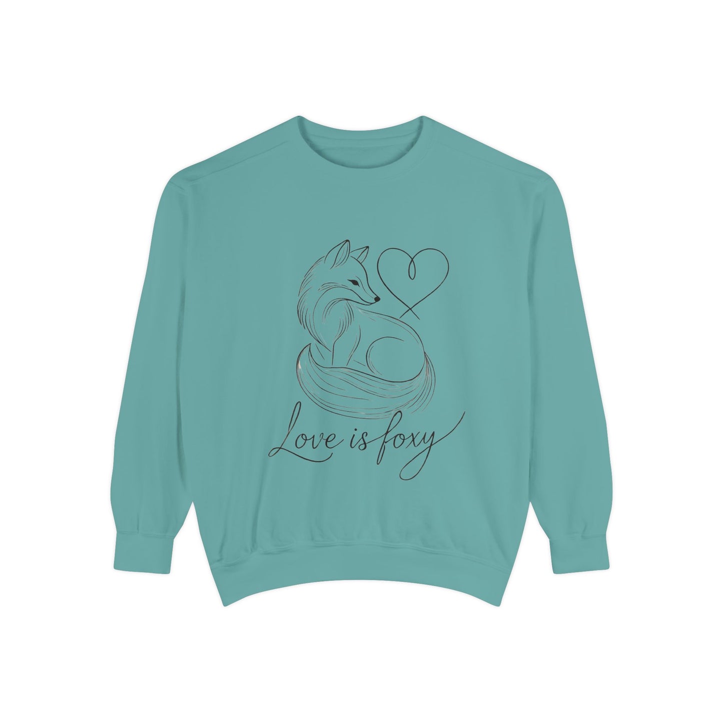 Love is Foxy Sweatshirt, Cute Valentine's Day Jumper, Cozy Romantic Crewneck, Gift for Couples, Heart Print Apparel