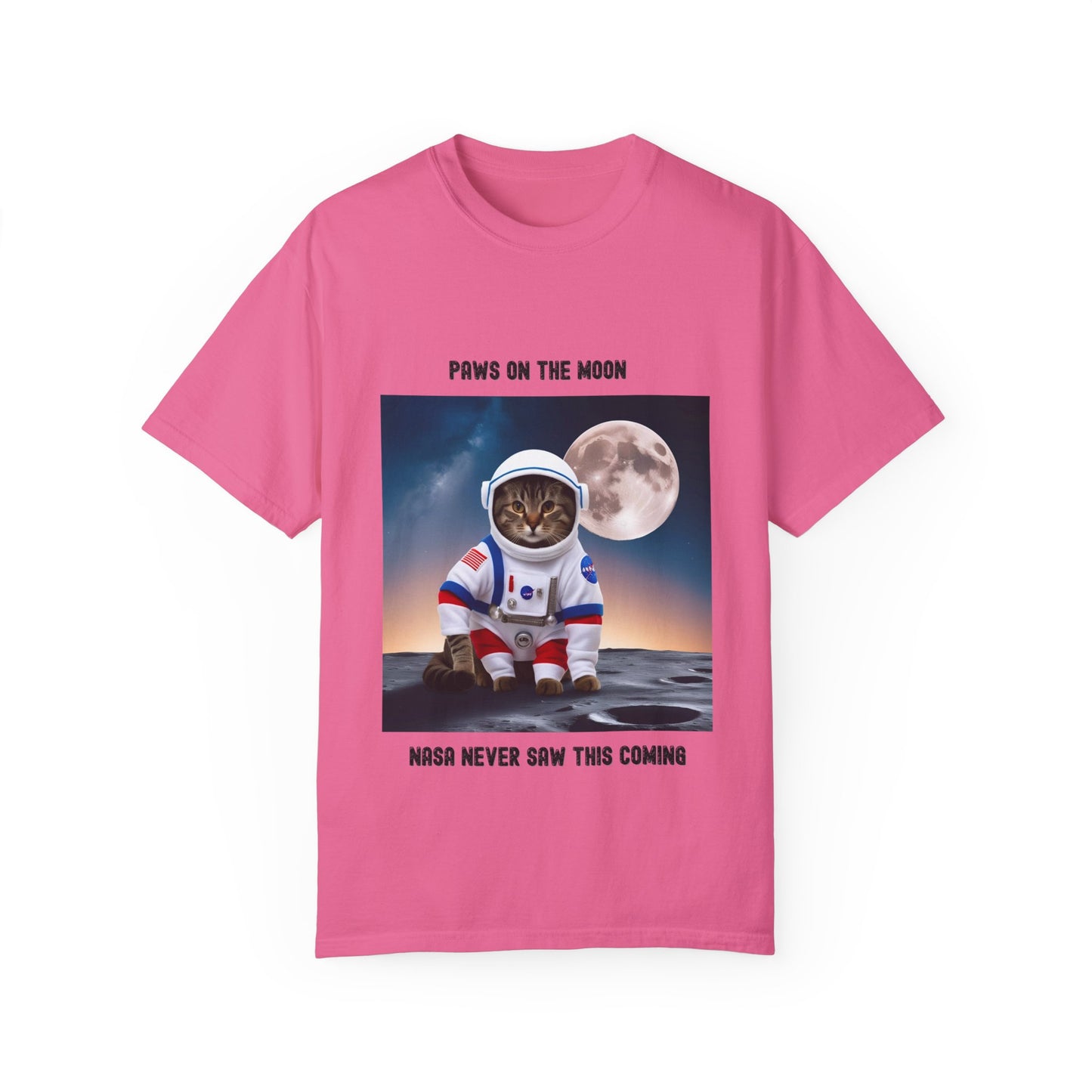 Astronaut Cat T-Shirt | Paws on the Moon | Fun Gift for Cat Lovers, Space Enthusiasts, Inclusive Fashion, Unique Humor Tee