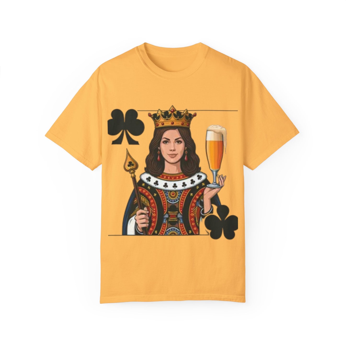 Queen of Hearts T-shirt, Unisex Garment-Dyed Tee, Cute Beer Lover Shirt, Fun St. Patrick's Day Gift, Playful Brewery Apparel, Vibrant Casual