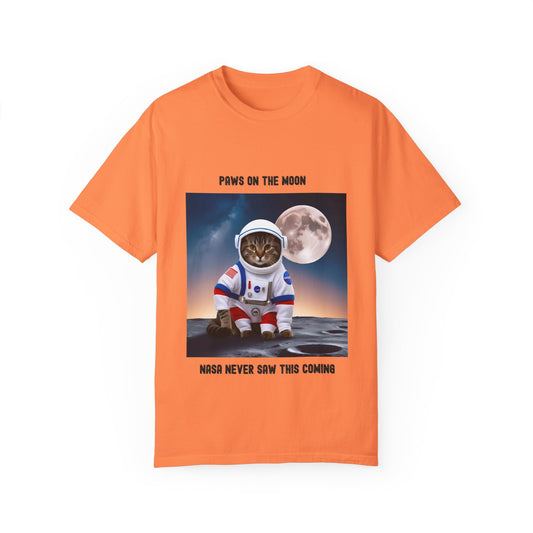 Astronaut Cat T-Shirt | Paws on the Moon | Fun Gift for Cat Lovers, Space Enthusiasts, Inclusive Fashion, Unique Humor Tee