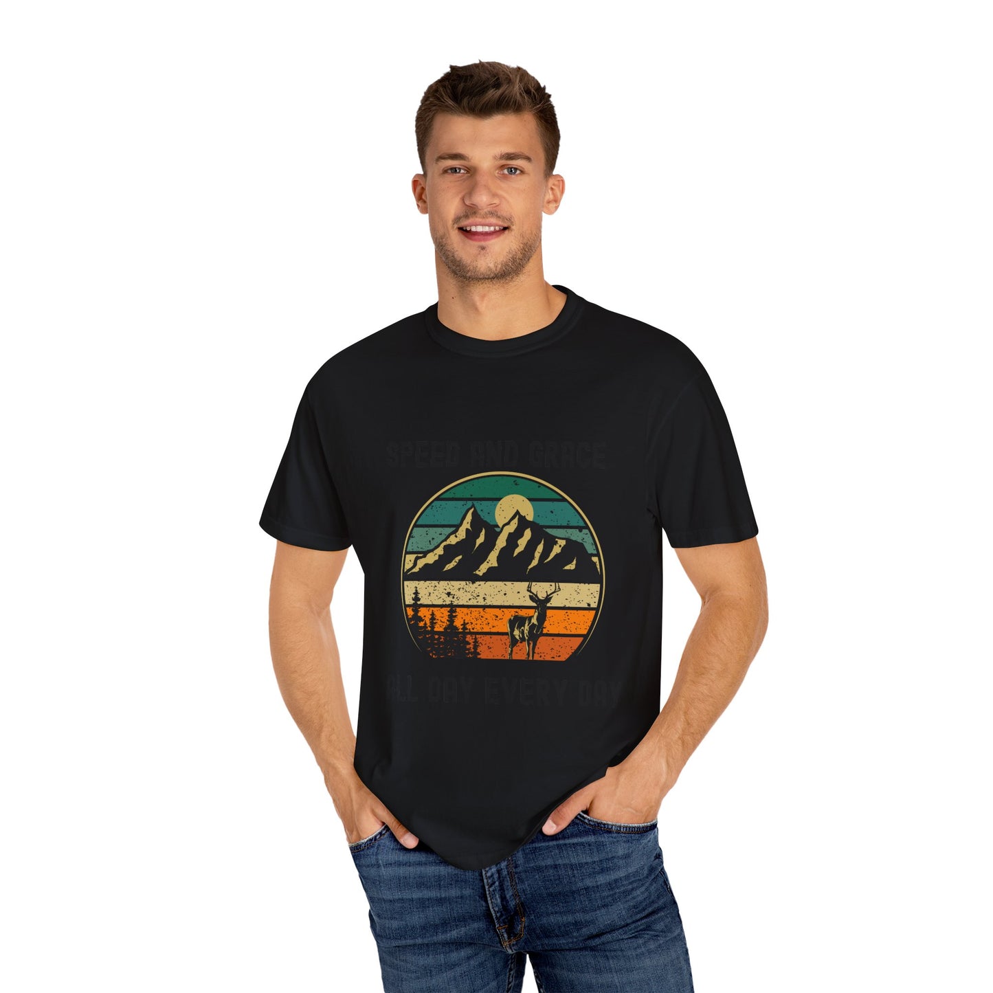 Adventure Vibes Unisex Garment-Dyed T-shirt - Speed and Grace Graphic Tee for Nature Lovers, Casual Wear, Outdoor Activities, Gifts