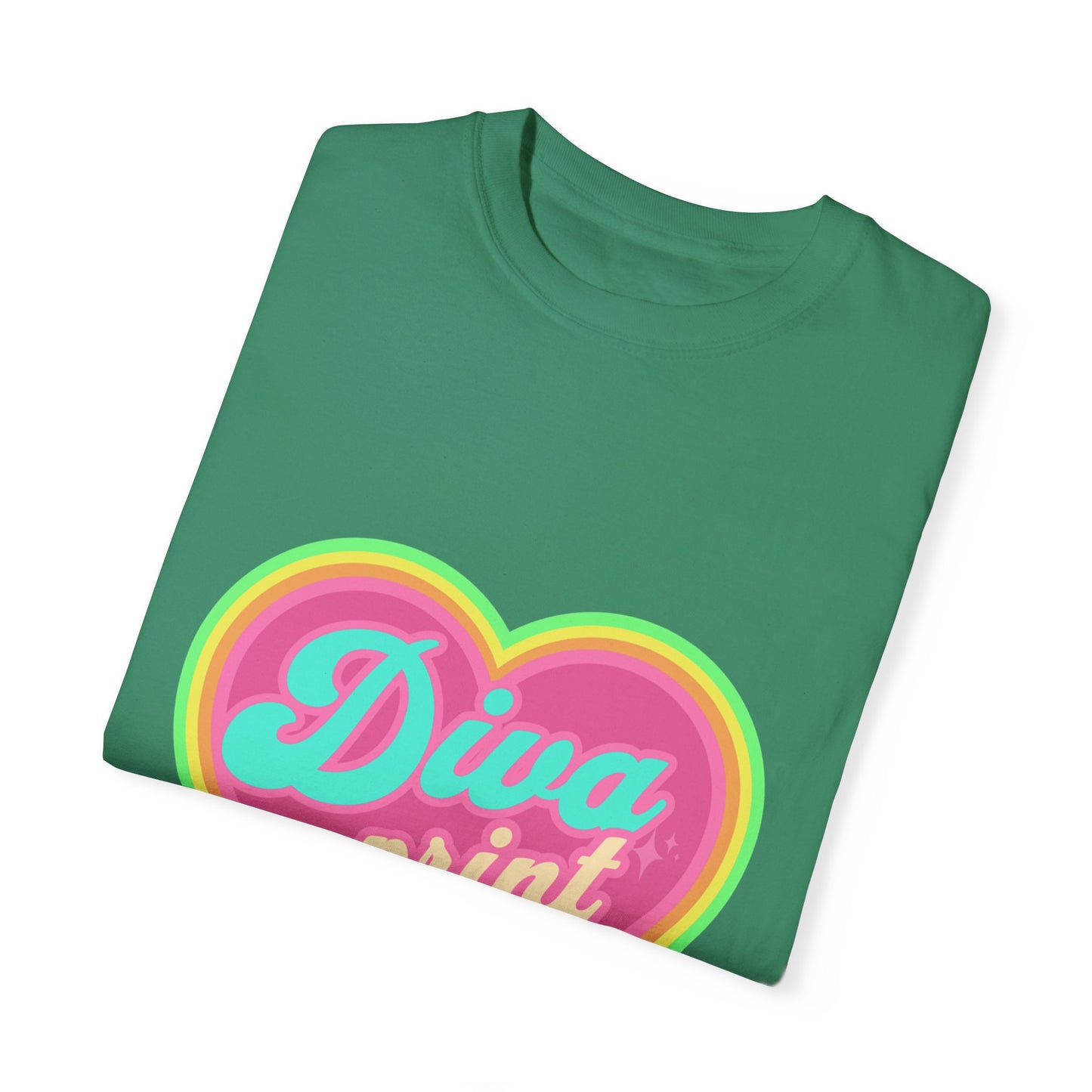 Diva Print Heart T-Shirt, Colorful Graphic Tee, Gift for Women, Trendy Summer Wear, Fashionable Unisex Apparel