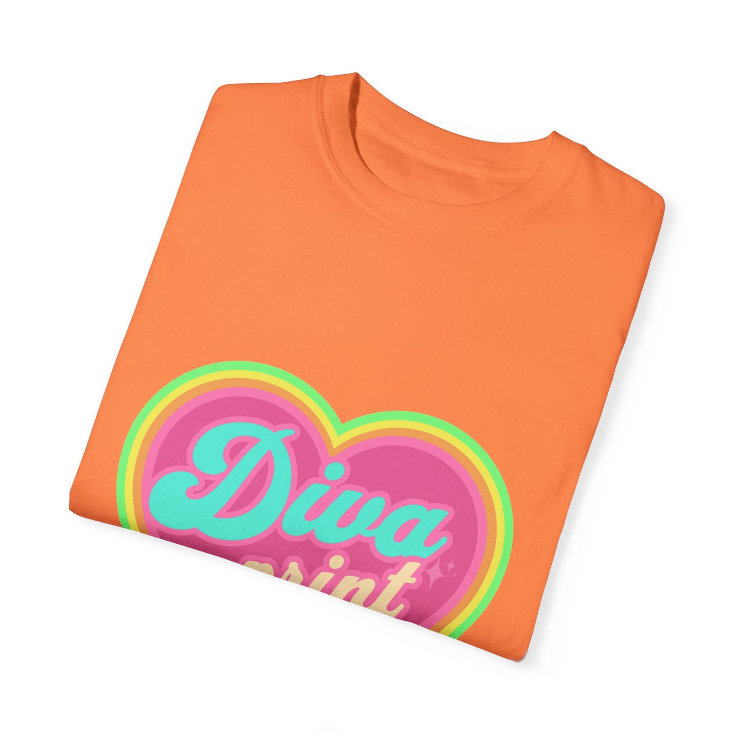 Diva Print Heart T-Shirt, Colorful Graphic Tee, Gift for Women, Trendy Summer Wear, Fashionable Unisex Apparel