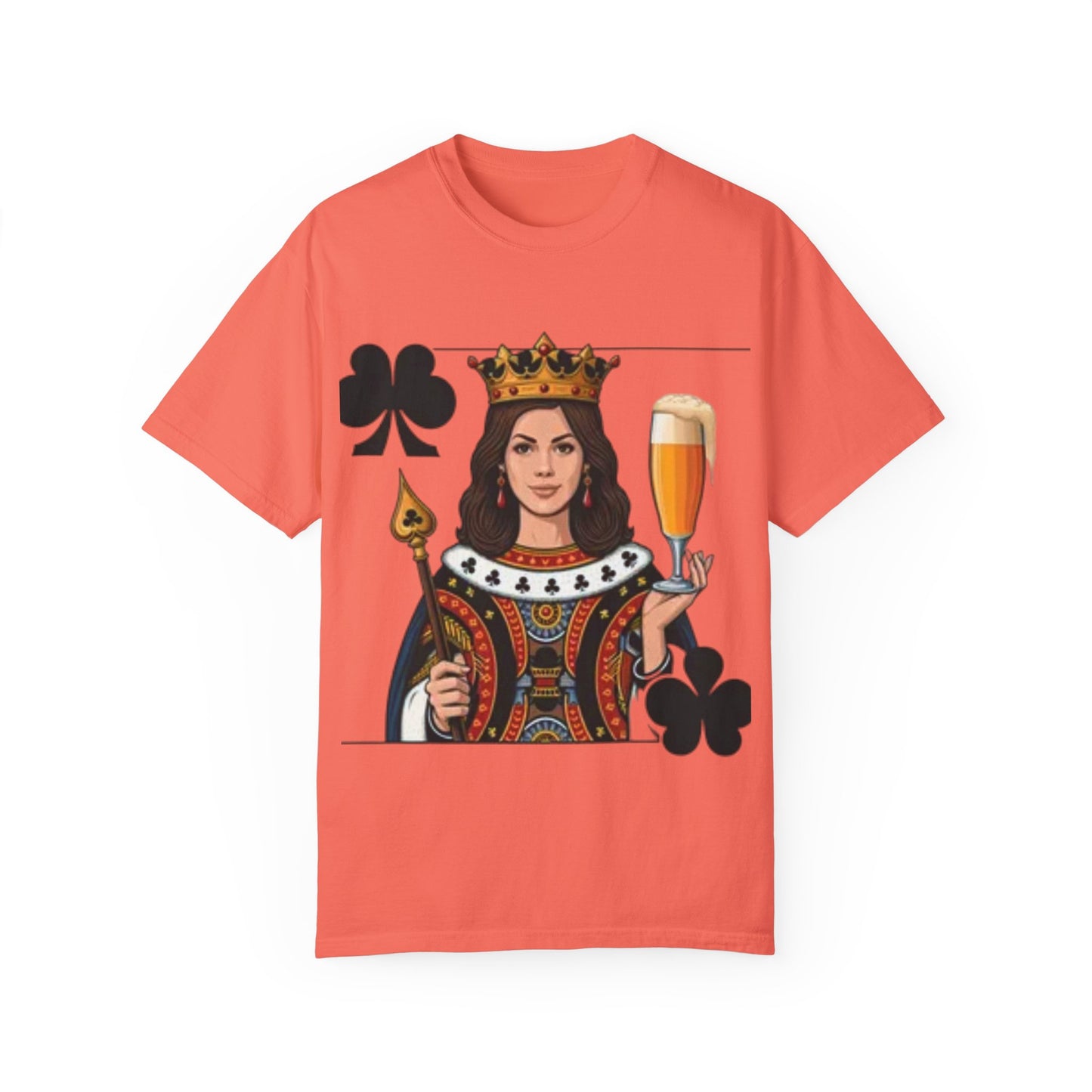 Queen of Hearts T-shirt, Unisex Garment-Dyed Tee, Cute Beer Lover Shirt, Fun St. Patrick's Day Gift, Playful Brewery Apparel, Vibrant Casual