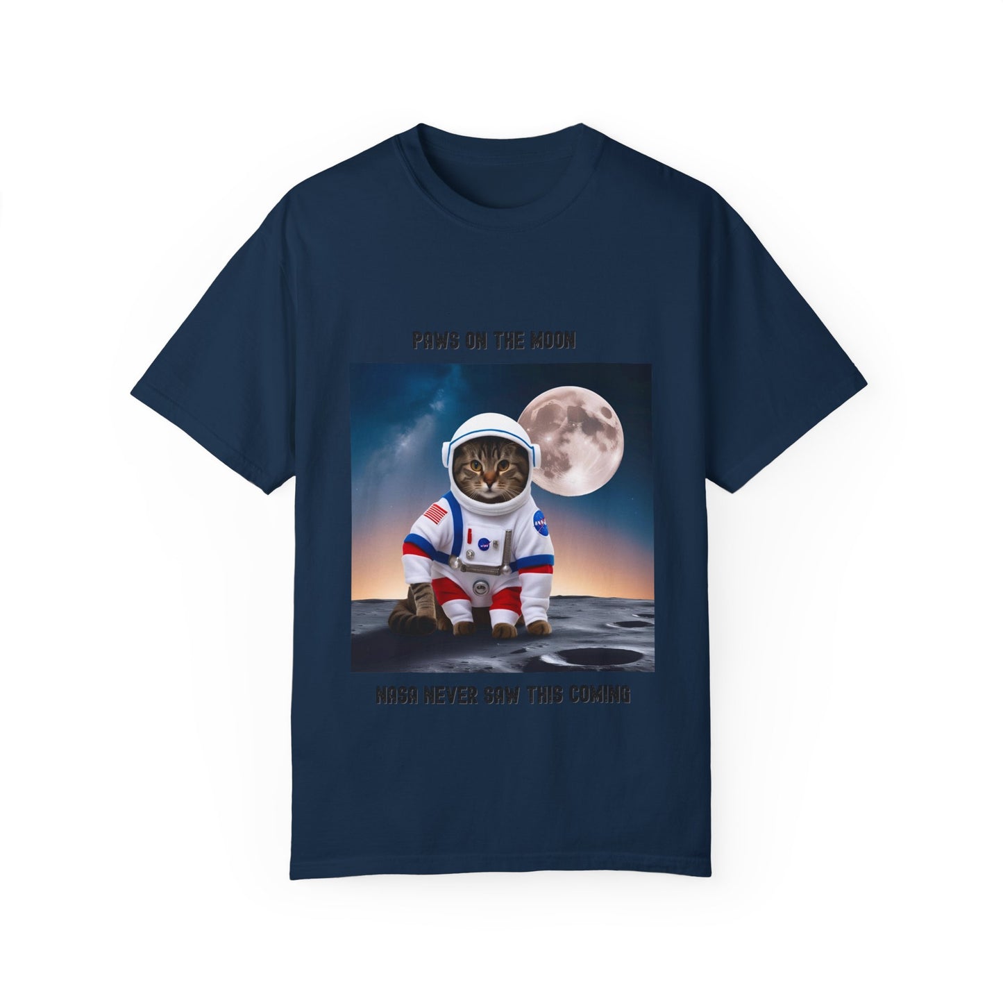 Astronaut Cat T-Shirt | Paws on the Moon | Fun Gift for Cat Lovers, Space Enthusiasts, Inclusive Fashion, Unique Humor Tee