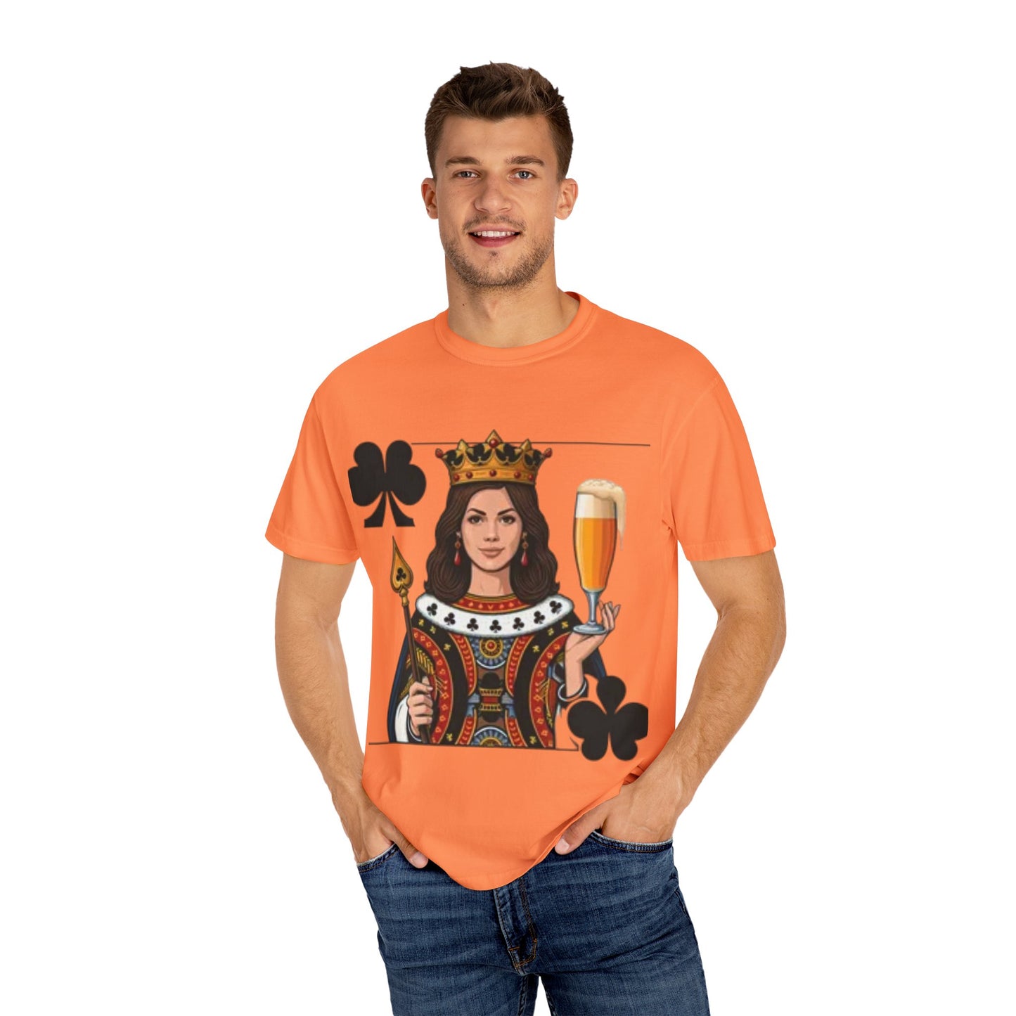 Queen of Hearts T-shirt, Unisex Garment-Dyed Tee, Cute Beer Lover Shirt, Fun St. Patrick's Day Gift, Playful Brewery Apparel, Vibrant Casual