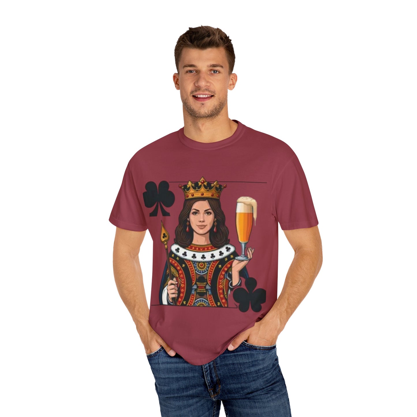 Queen of Hearts T-shirt, Unisex Garment-Dyed Tee, Cute Beer Lover Shirt, Fun St. Patrick's Day Gift, Playful Brewery Apparel, Vibrant Casual