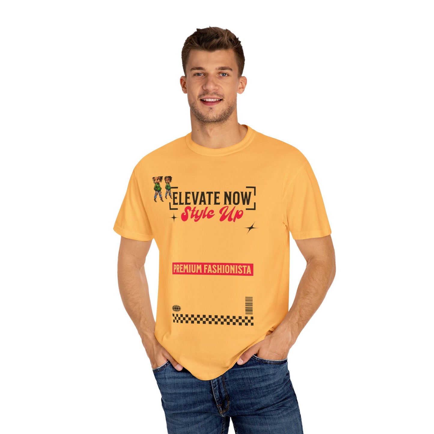 Elevate Now Style Up Unisex Garment-Dyed T-shirt, Casual Wear, Fashion Gift, Trendy Apparel, Unique Graphic Tee