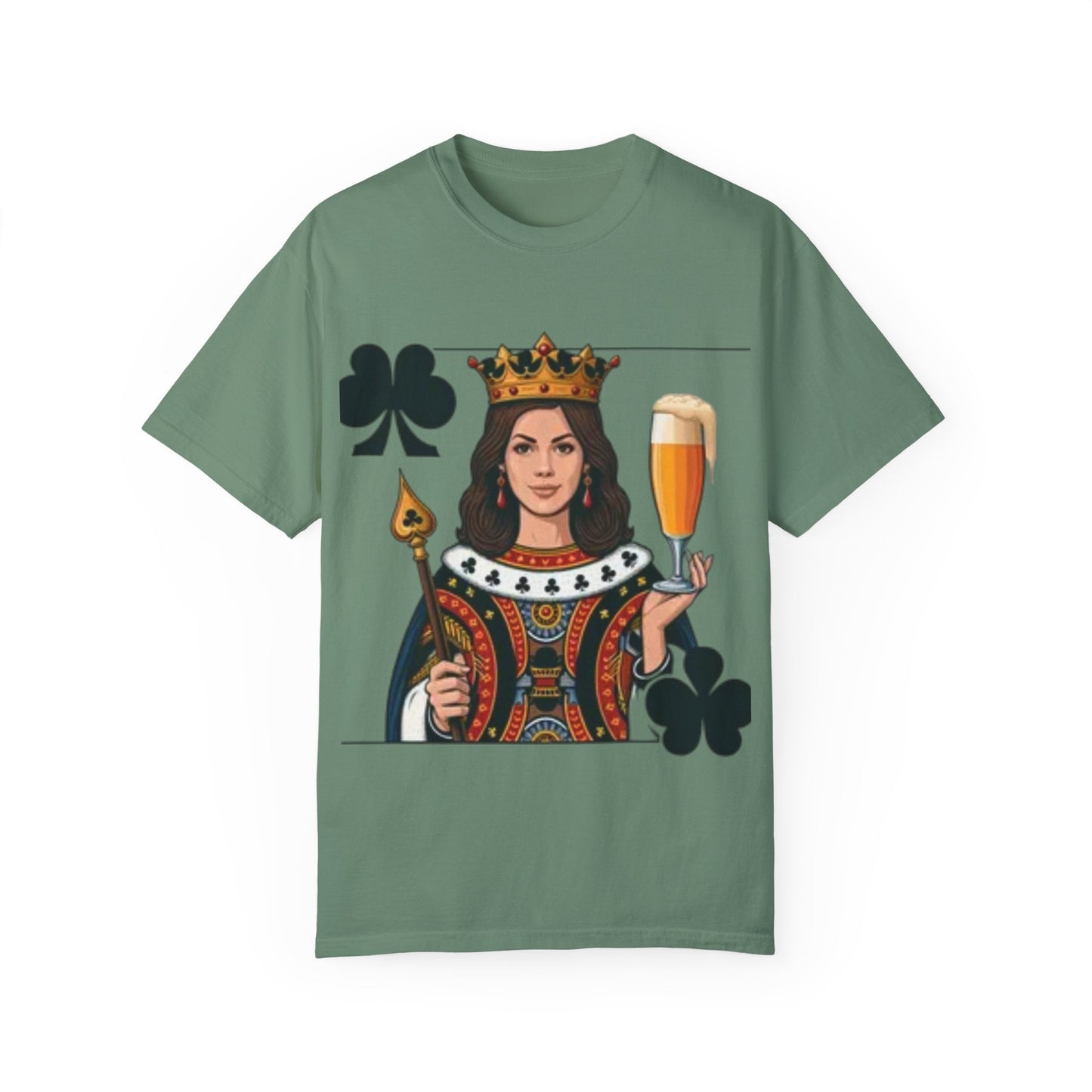 Queen of Hearts T-shirt, Unisex Garment-Dyed Tee, Cute Beer Lover Shirt, Fun St. Patrick's Day Gift, Playful Brewery Apparel, Vibrant Casual