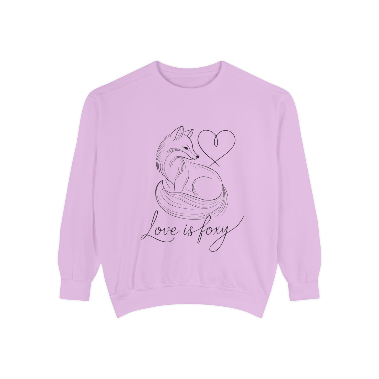 Love is Foxy Sweatshirt, Cute Valentine's Day Jumper, Cozy Romantic Crewneck, Gift for Couples, Heart Print Apparel