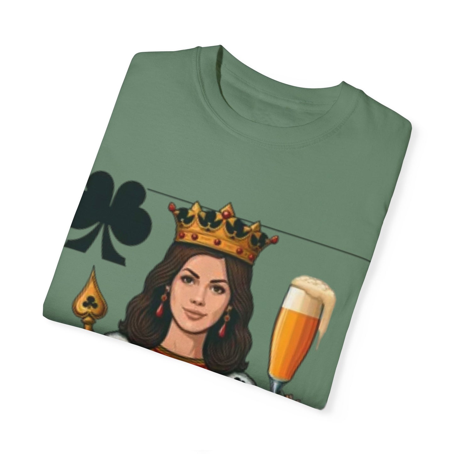 Queen of Hearts T-shirt, Unisex Garment-Dyed Tee, Cute Beer Lover Shirt, Fun St. Patrick's Day Gift, Playful Brewery Apparel, Vibrant Casual