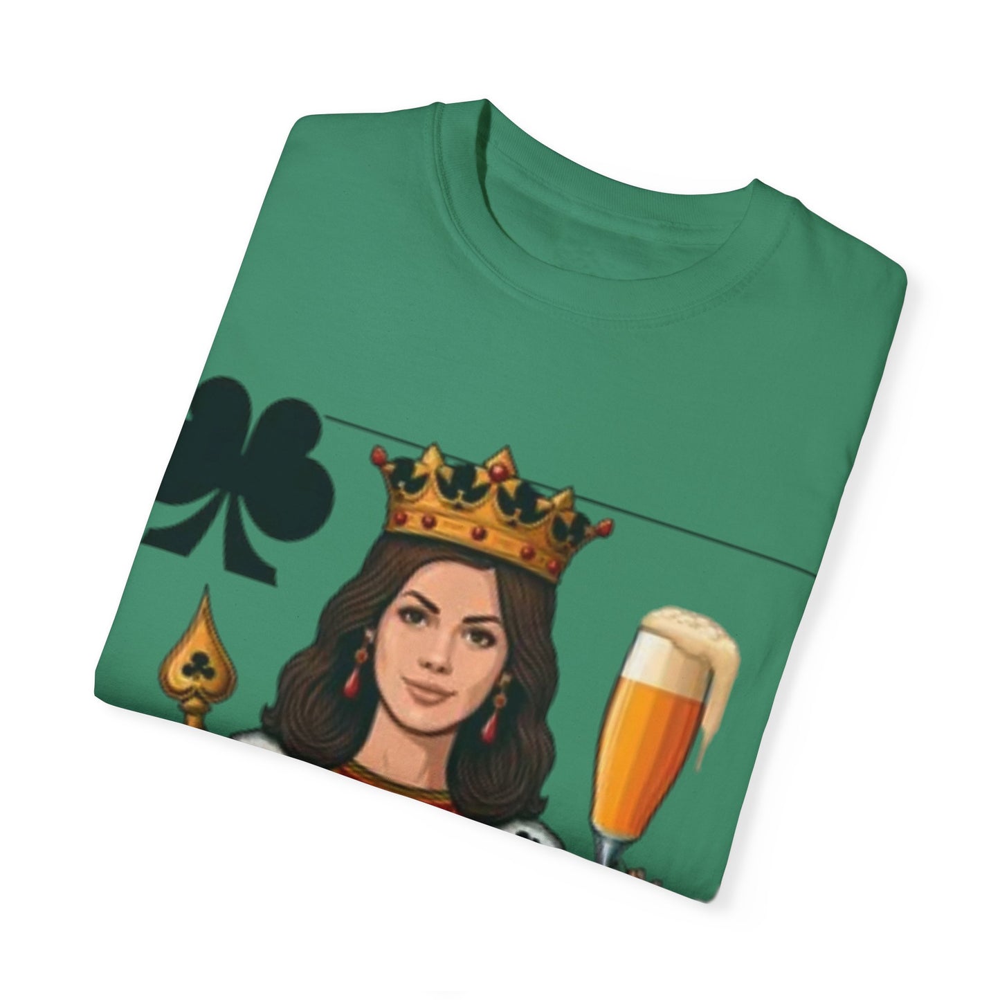 Queen of Hearts T-shirt, Unisex Garment-Dyed Tee, Cute Beer Lover Shirt, Fun St. Patrick's Day Gift, Playful Brewery Apparel, Vibrant Casual