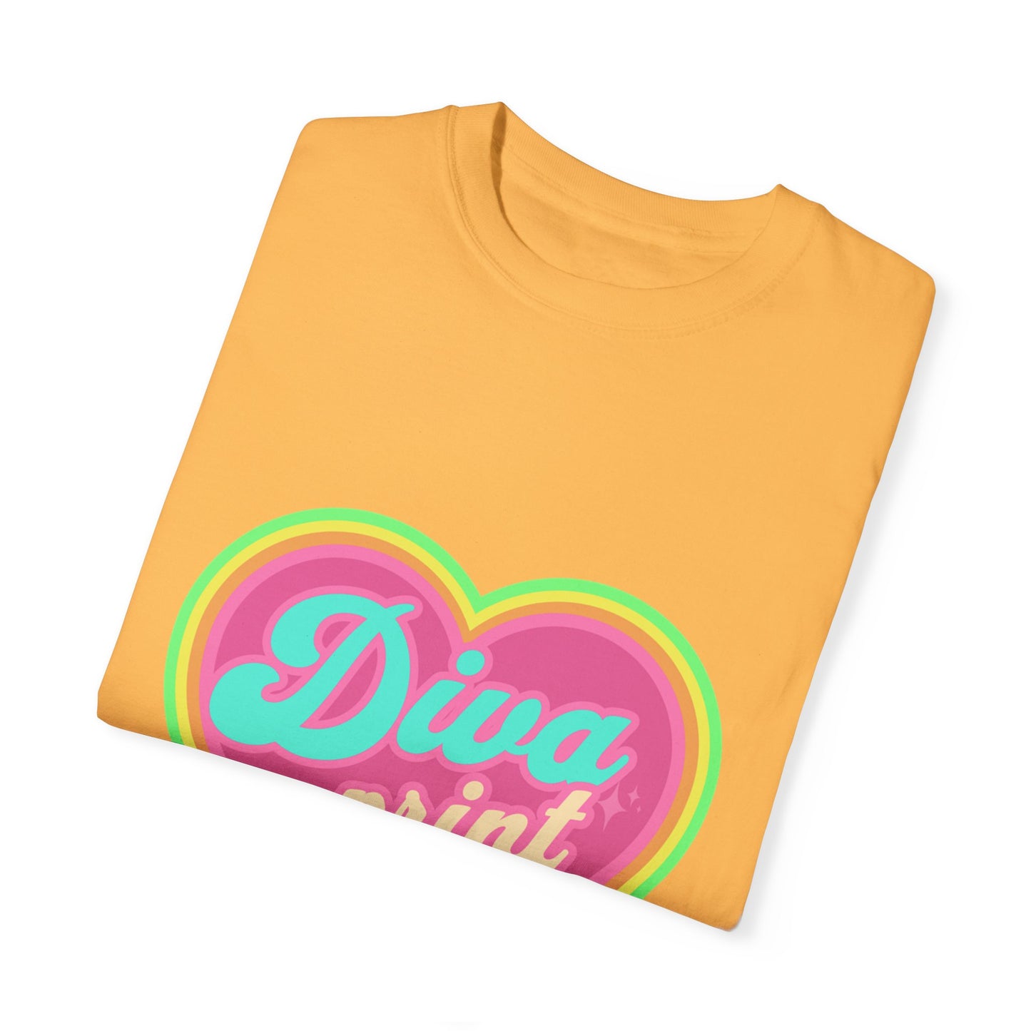 Diva Print Heart T-Shirt, Colorful Graphic Tee, Gift for Women, Trendy Summer Wear, Fashionable Unisex Apparel