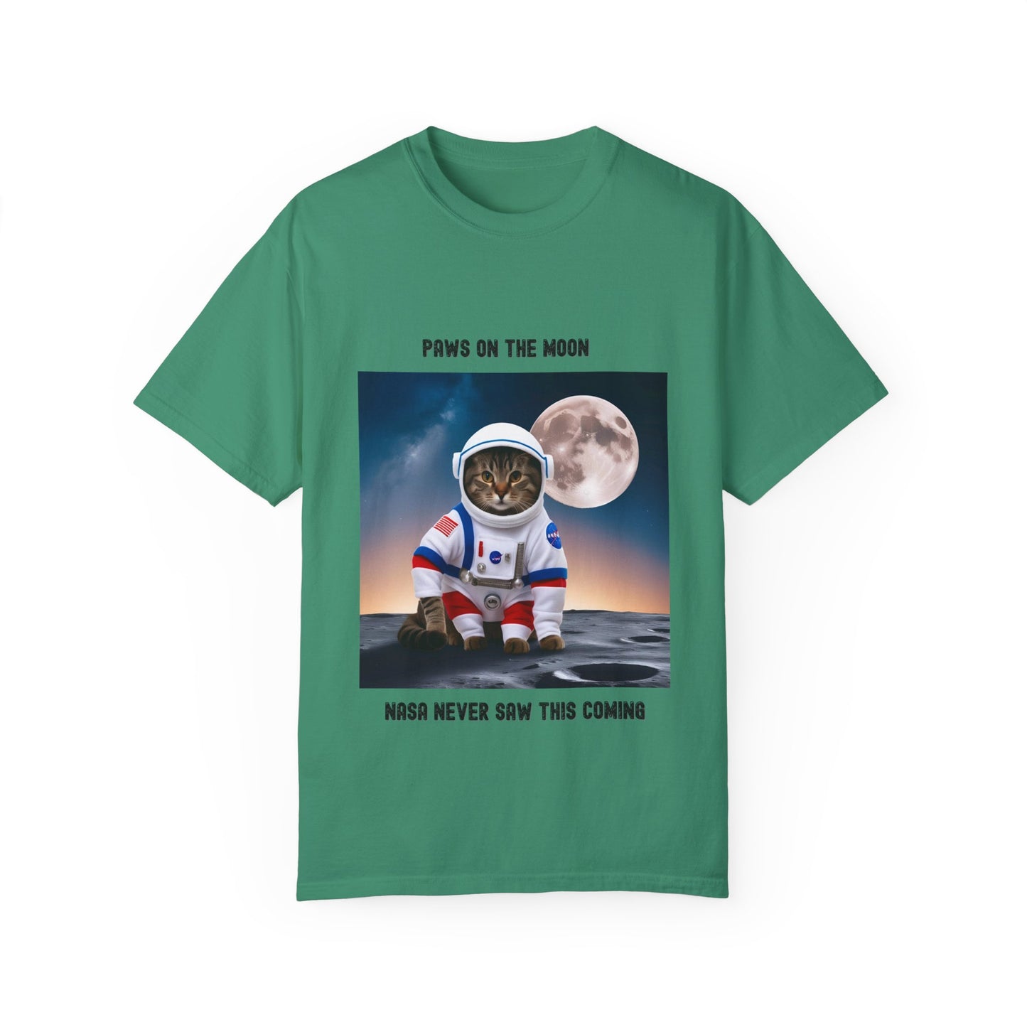 Astronaut Cat T-Shirt | Paws on the Moon | Fun Gift for Cat Lovers, Space Enthusiasts, Inclusive Fashion, Unique Humor Tee