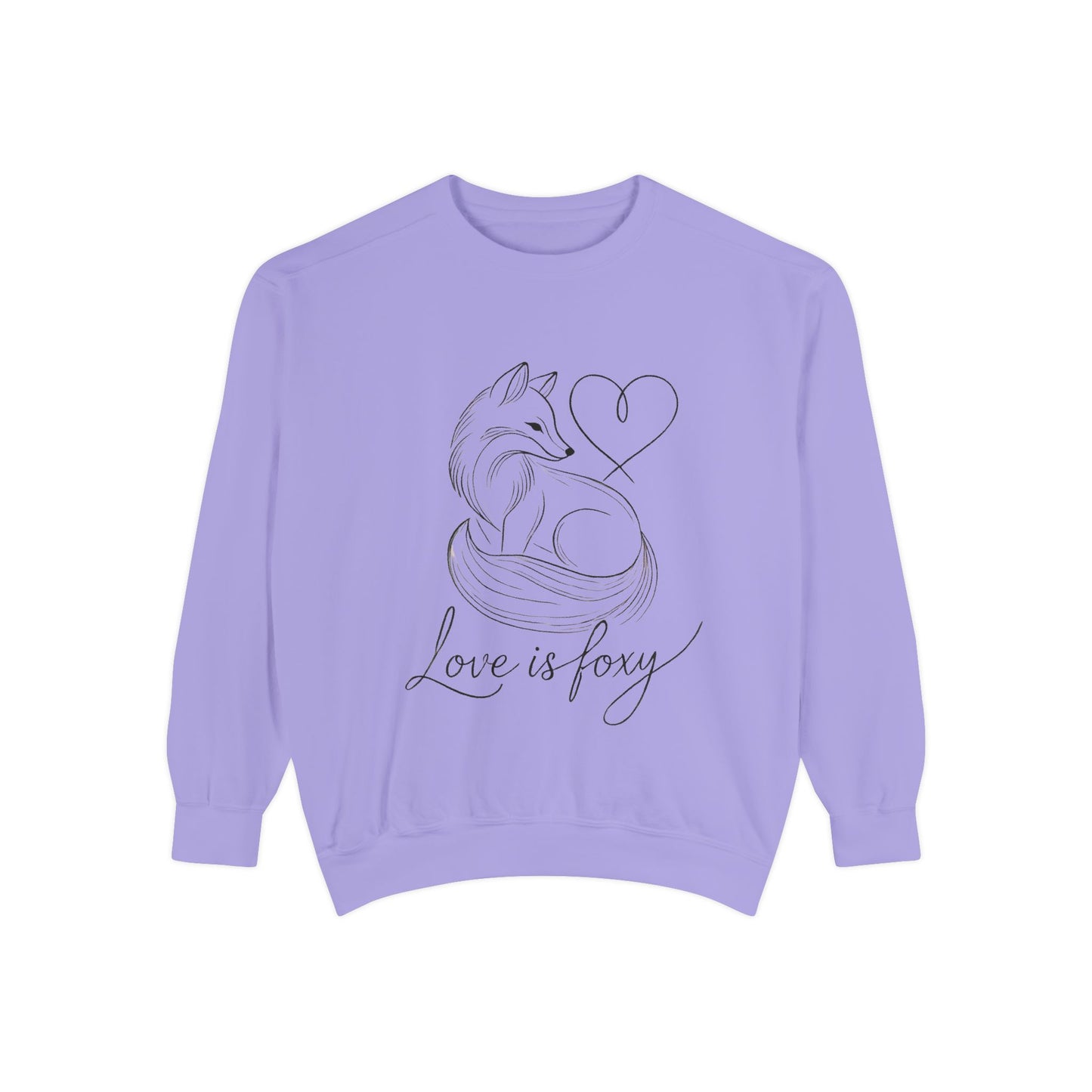 Love is Foxy Sweatshirt, Cute Valentine's Day Jumper, Cozy Romantic Crewneck, Gift for Couples, Heart Print Apparel