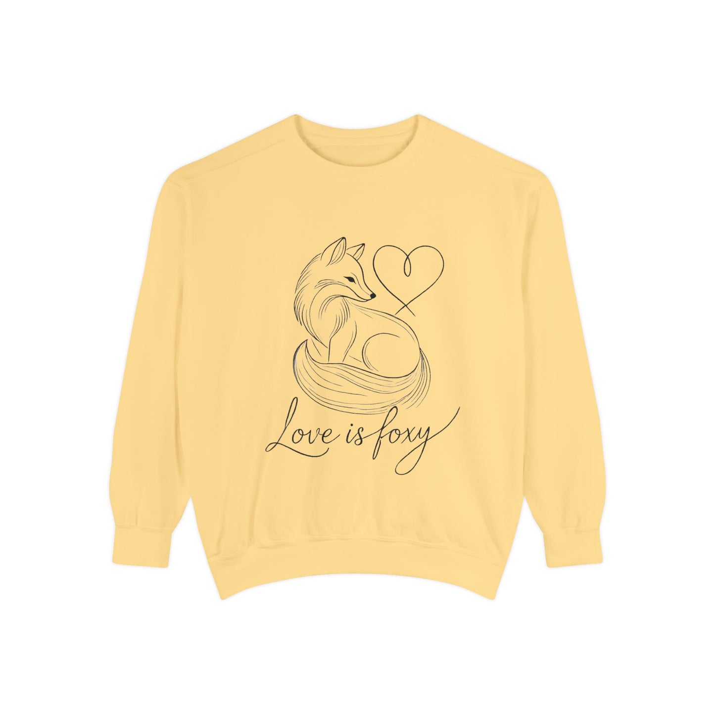 Love is Foxy Sweatshirt, Cute Valentine's Day Jumper, Cozy Romantic Crewneck, Gift for Couples, Heart Print Apparel