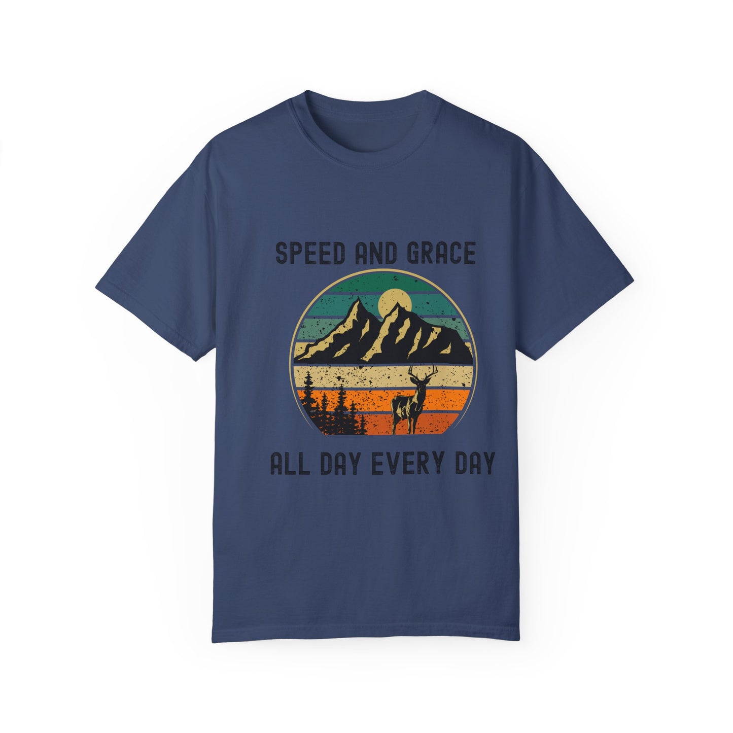 Adventure Vibes Unisex Garment-Dyed T-shirt - Speed and Grace Graphic Tee for Nature Lovers, Casual Wear, Outdoor Activities, Gifts