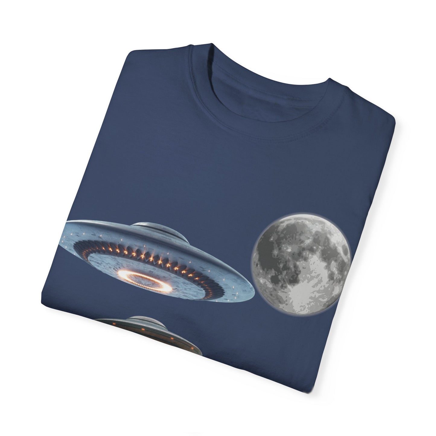 Whimsical Cat & UFO T-Shirt, Fun Unisex Tee for Cat Lovers, Space Enthusiasts, Gift for Birthdays, Halloween, and Pet Parties